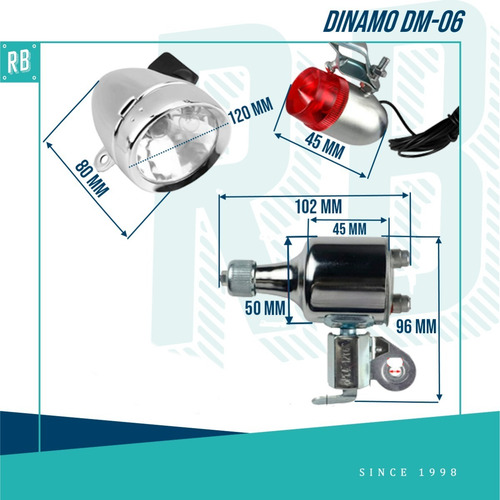 Imagen 3 de 10 de Set De Dinamo Eastman Cromado Metal Alta/baja - Racer Bikes