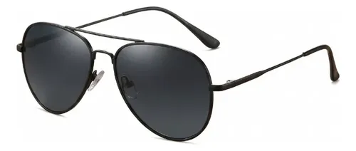 Óculos Estilo Aviador Armação Metal Proteçãouv400 Polarizada Preto