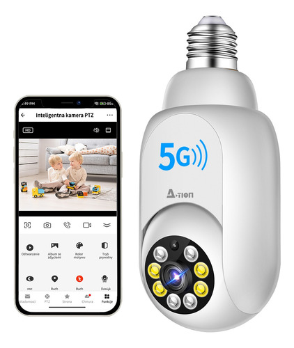 Cámara De Seguridad Ation E27 De 360° Wifi 2.4g /5g Full Hd