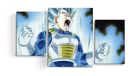 Cuadros Tripticos Vegeta Super Saiyajin Blue Dios Anime Dbz