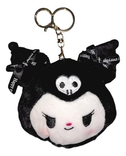 Pack Monedero Peluche Kuromi Con Lazo X12 Unidades Souvenirs Kuromi Lazo Negro