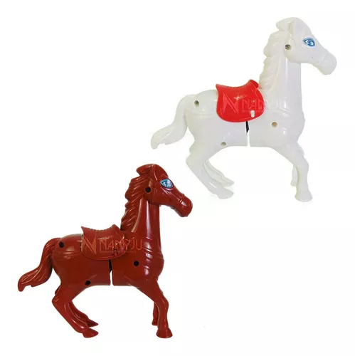 Cavalinho Brinquedo Corda Pula Cavalga Cavalo Anda Verdade Marrom/vermelho