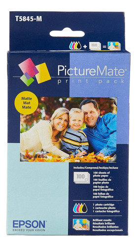 Kit 100 Hojas De Papel Epson T5845-m + Cartucho 4 Tintas
