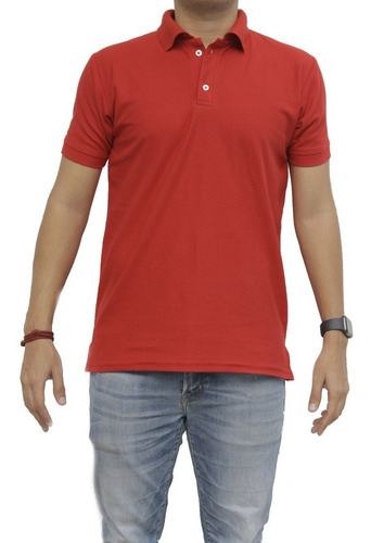Imagen 1 de 3 de Playera Tipo Polo Color Rojo Caballero Algodón Peinado