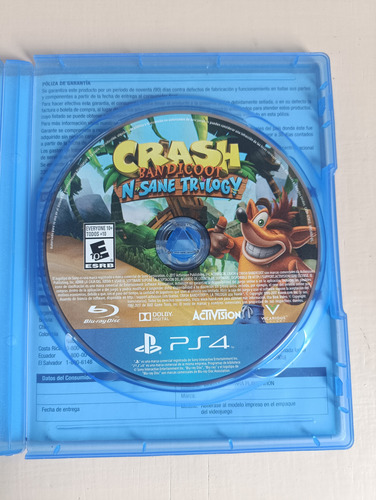 Crash Bandicoot: N Sane Trilogy Fisico Playstation 4 Ps4 (Usado)