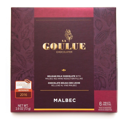 Chocolate Belga La Goulue Milk Relleno De Vino Malbec 72g