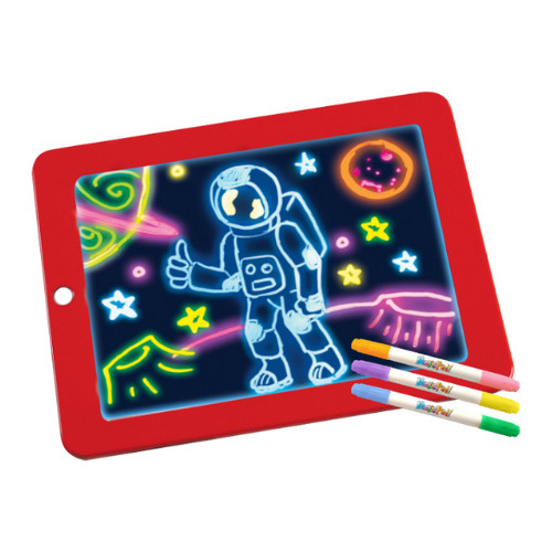 Tablero Dibujo Luz Led Color Magic Pad Y 6 Marcadores Tablet