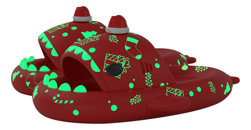 Sandalias De Suela Gruesa Christmas Glow Shark, Ropa De Abri