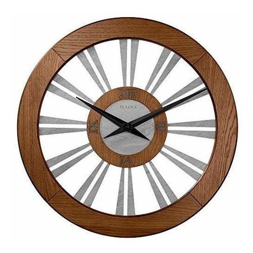 Bulova C4118 Woodhall - Reloj De Pared, Acabado De Nogal Cál