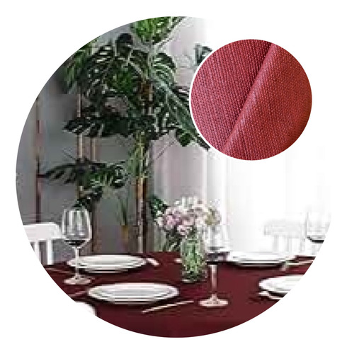 Mantel Redondo Ecocuero Impermeable Lavable Texturado 1.40 Malbec