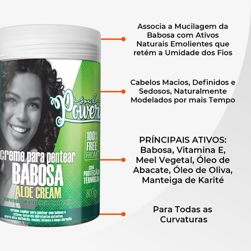 Creme Para Pentear Babosa Aloe Cream 800g Soul Power