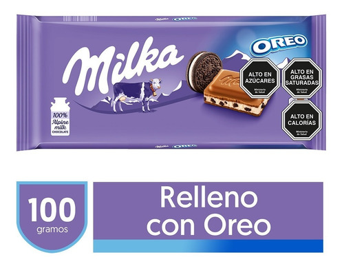 Imagen 1 de 7 de Chocolate Milka® Relleno Con Oreo Y Crema Barra 100 G