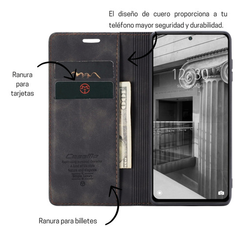 Funda Para Galaxy A50 Con Mica Varios Modelos Antigolpes Marrón Cartera Caseme