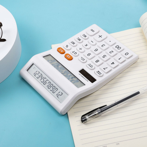 Calculadora Kaerda Pantalla Doble 12 Dígitos Color Blanco Escuela, Oficina, Hogar