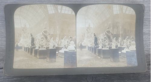 Foto Estereoscopica Estatua,palacio Bellas Artes Paris 1900 