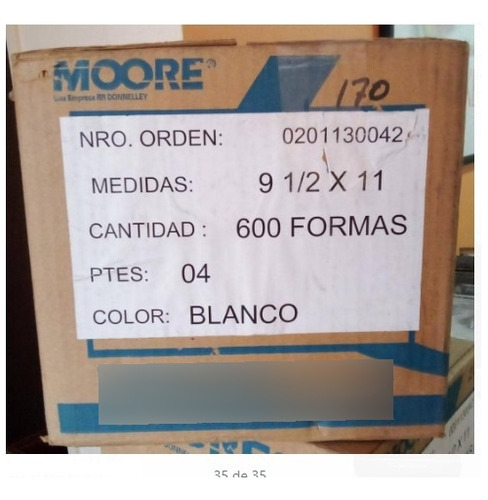 Papel Moore 9 1/2 X 11 Bond ,4 Partes, Cajas De 600 Hojas 