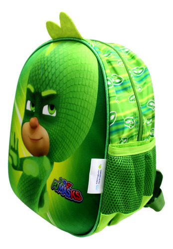 Mochila Kinder Pj Masks Gecko Heroes En Pijama Color Verde