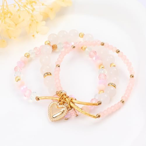 Ideajoy Nekol Pulsera Multicapa De Perlas Rosas Para Mujer,