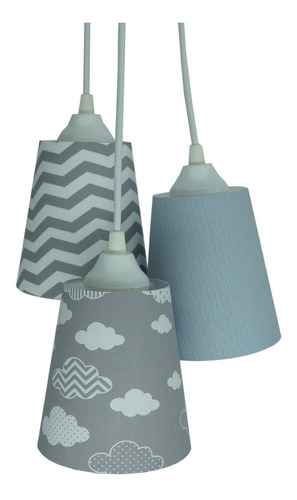 Lustre Pendente Cacho Quarto Infantil Nuvens Tons De Cinza Cor Cinza-claro/Branco 110V/220V