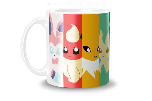  Canecas Personalizadas Porcelana Pokemon Eevee 325 Ml