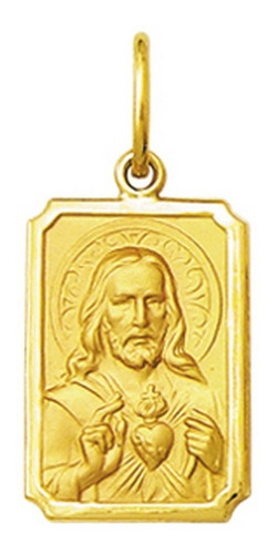 Pingente Medalha Coração De Jesus Ouro 18k Médio