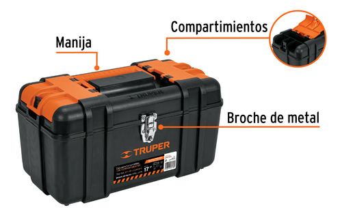 Caja P/herramienta 17' Con Compartimentos, Broches Metálicos