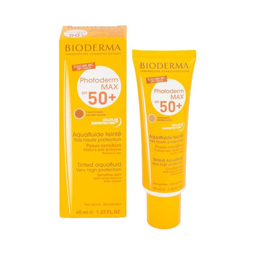 Imagen 3 de 4 de Protector solar Bioderma Photoderm FPS 50 MAX Aquafluide tono dorado en crema de 40 mL