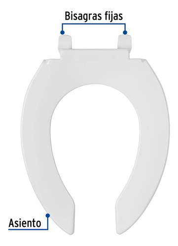 Asiento Alargado Sin Tapa Para Taza Fluxómetro, Blanco 49368