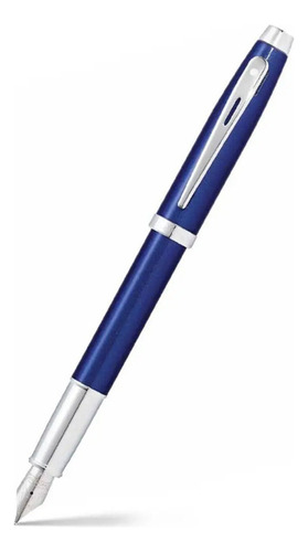 Pluma Fuente Sheaffer 100 E9339 Glossy Blue Lacquer Tinta Negro Exterior Glossy Blue Lacquer - Chrome Plated Trims