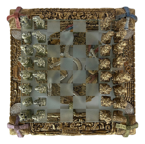 Ajedrez Conquista Azteca Vs Españoles 31x31cm Artesanía Jart