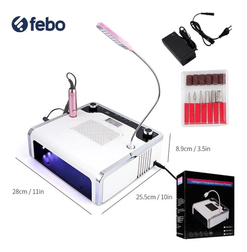 Torno Para Uñas 4 En 1 54 Led 6500 Rpm Febo