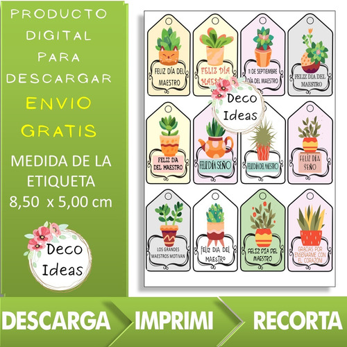 Imagen 4 de 4 de Imprimible De 36 Etiquetas Tarjetas Dia Del Maestro Pdf 04