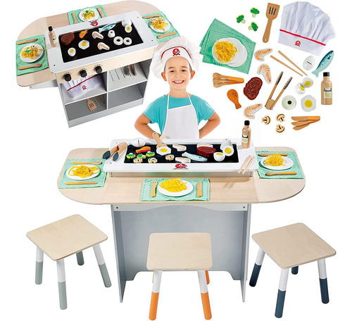 Cocinita Grande Niños Chef Juguete Jugar Madera Comidita