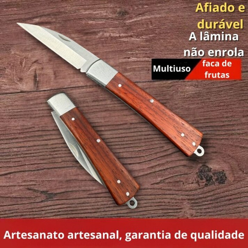 Canivete Madeira Reto Premium Inox
