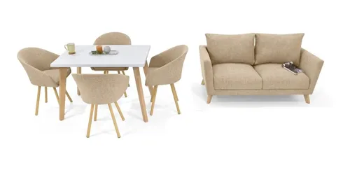 Set De Comedor Lugo Matiz 4 Puestos Y Sofá Montecarlo