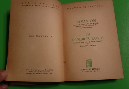 Invasión Leonid Leónov Los Hombres Rusos Kostantín Símonov (Usado)