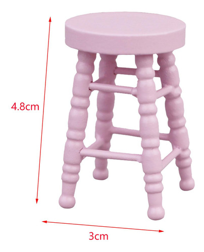 Muebles Para Casa De Muñecas, Taburete Pequeño De Rosa
