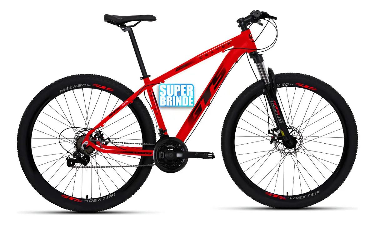 Bicicleta Aro 29 Gts Dexter 27v Shimano Fr Hidráulico Cor Vermelho Ferrari Com Preto Tamanho Do Quadro 15