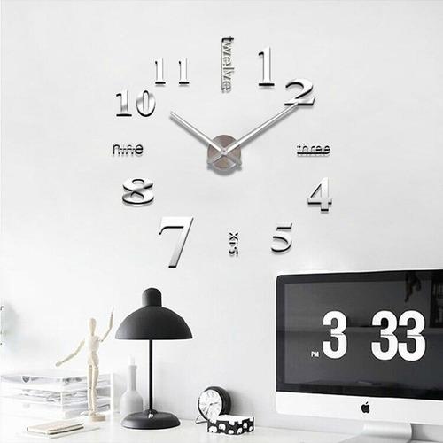 T Reloj De Pared Diy 3d Acrílico Stick On Marco Silent Clock