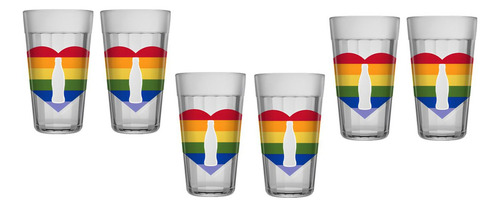 Kit Copo Americano Coca-cola Pride Coração 6x450ml - Nadir