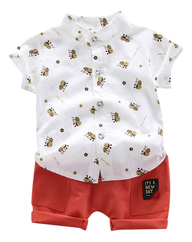 Camisa De Manga Corta Con Estampado De Abeja En U Toddler Ki