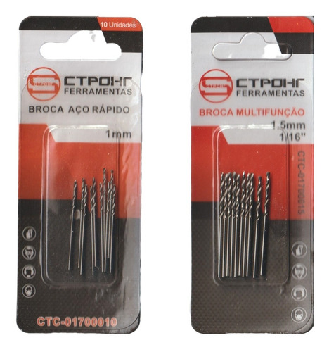 Kit Broca Aço Rápido Hss 1mm E 1.5mm 20 Brocas