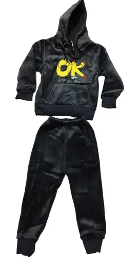 Conjunto 2 Piezas Buzo Polerón Invierno Con Polar Niño Diseñ