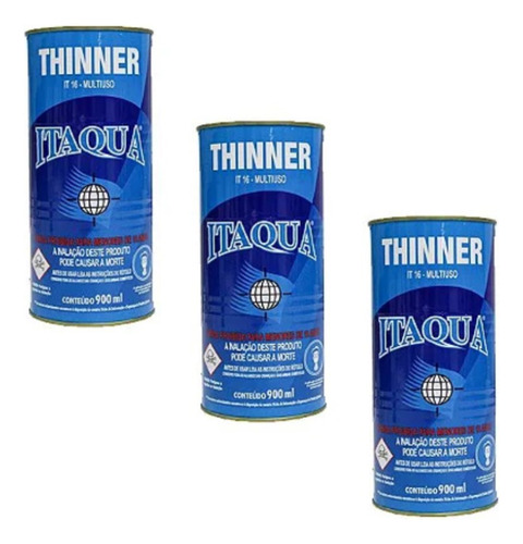 Kit 3 Thinner Automotivo It 16 Diluição Limpeza 900ml Itaqua