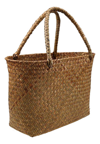 Cesta De De Vime Tecida À Mão Segurando Flores 34x14x21cm