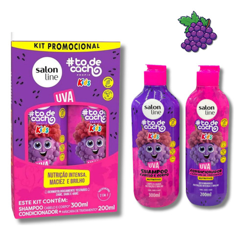 2 Kits Salon Line Kids Uva Shampoo Condicionador 300ml 200ml