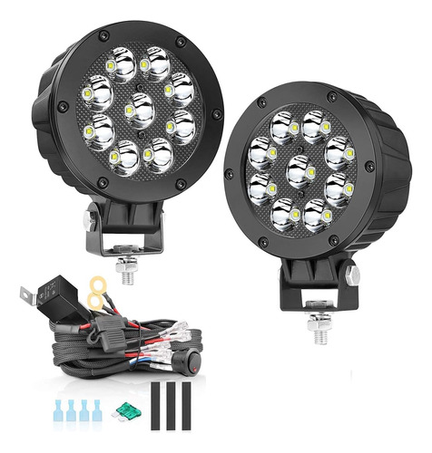 Luces Offroad Redondas De 5  Akd Part + Kit De Arnés De