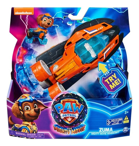 Paw Patrol Mighty Movie Zuma Hovercraft C/luz Sonido Replay