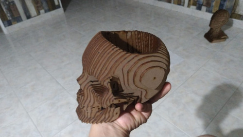 Figura 3d En Madera, Calavera Portaobjetos