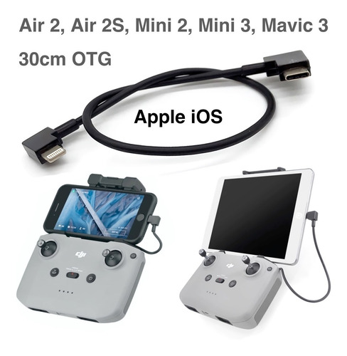 Imagen 2 de 5 de Dji Mavic Air 2 Cable Datos 30cm Tipo-c A Ios Apple Lighting